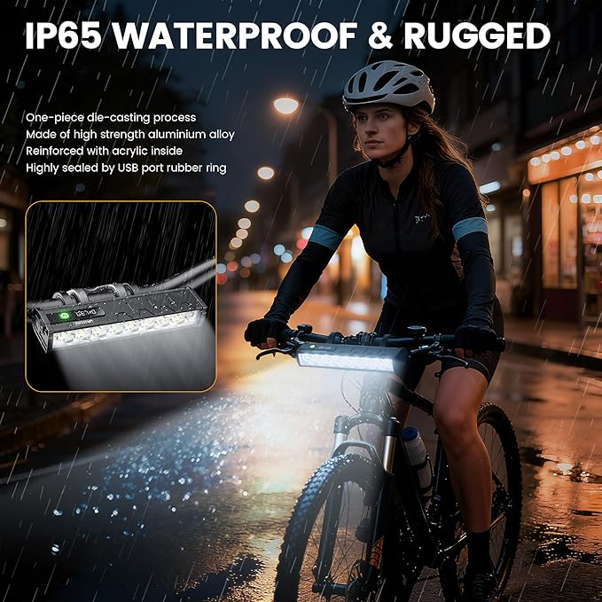 Vastfire 17 LED Bike Lights 5000 Lumen, Super Bright Bicycle Light for Night Riding, USB Rechargeable Bike Headlight and Taillight, Waterproof Wide Beam Bike Front Light with Digital Power Display