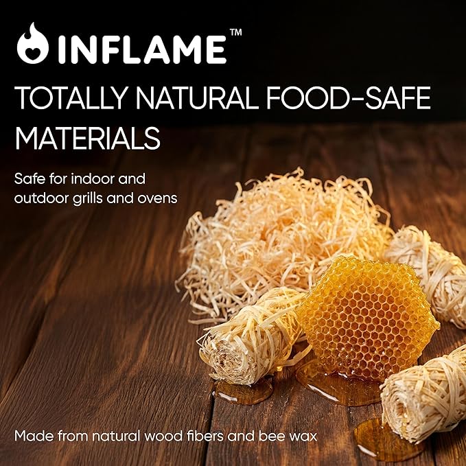 Inflame ファイヤースターター 400個入 キャンプファイヤー、グリル、BBQ、暖炉、薪ストーブ用 - チャコールスターター - 防水、耐候性 - 天然木製暖炉スターター