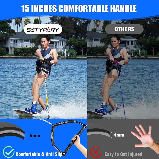 75FT Wakeboard Rope and Handle, Floating Water Ski Rope for Watersports, 4 Sections Ski Ropes for Water Skiing, Kneeboarding, Wakeboarding