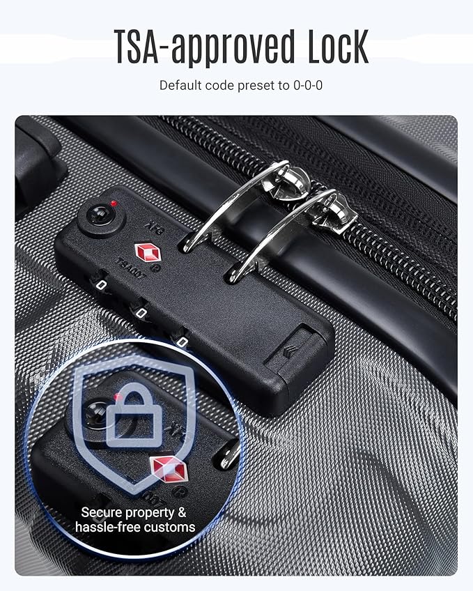 LIGHT FLIGHT スーツケースセット 3点セット 耐久性 スピナーホイール付き 3ピース ハードサイド 軽量 TSAロック付き 大型受託手荷物 20/24/28インチ グレー