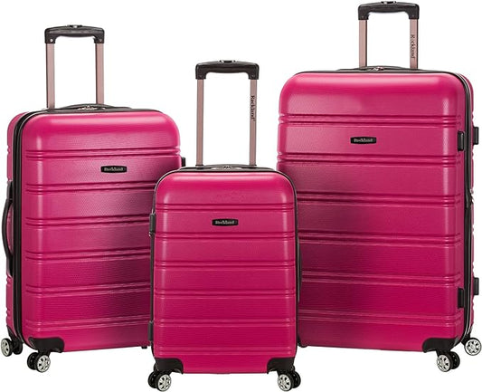 Rockland Melbourne Hardside Expandable Spinner Wheel Luggage, Magenta, 3-Piece Set (20/24/28)