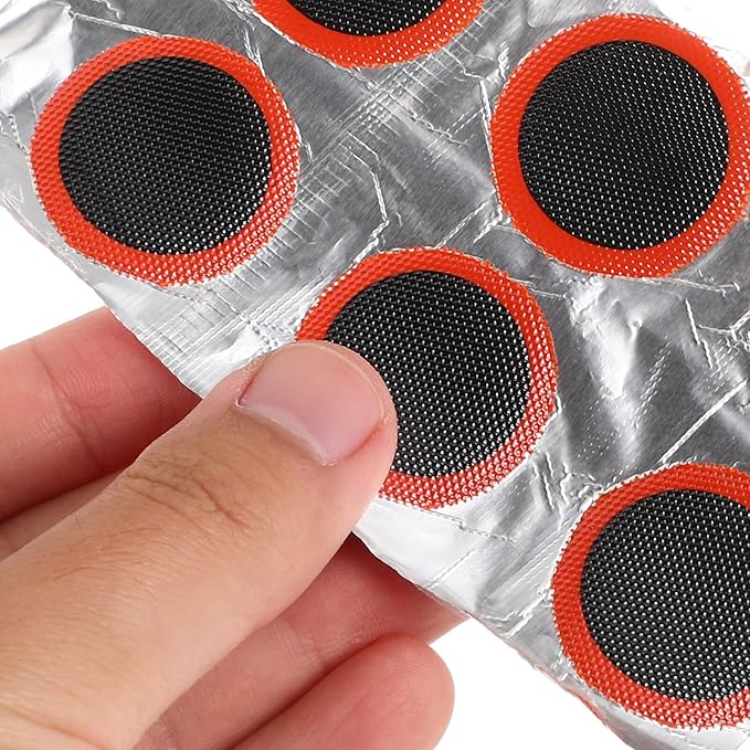 Multi-Function Bike Tire Patch Repair Kit with Cold Vulcanizing Glue Anti-wear Materials Tire Levers Valve Tool Compact Lightweight Bicycle Tube Patch for Outdoor Cycling