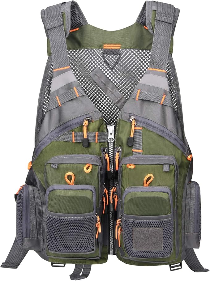 Gonex Fly Fishing Vest for Men Women, Comfortable Adjustable Fishing Vest with Multi-Pockets Reflective Stripes
