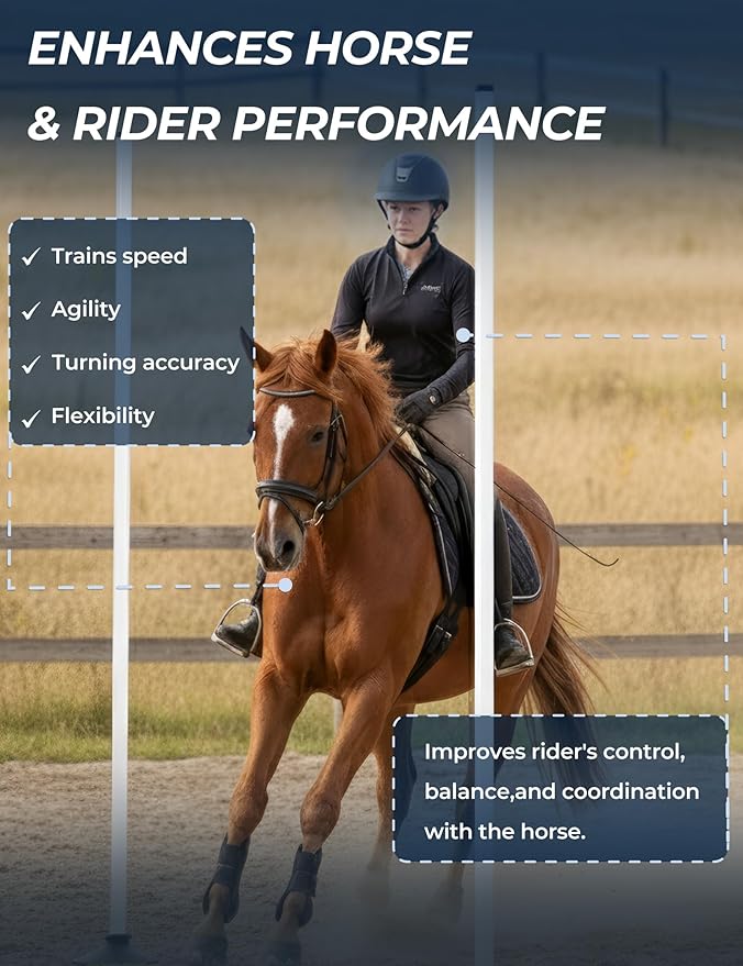 6 Pcs 6FT Pole Bending Poles for Horses, Adjustable Equestrian Sports Training Equipment for Horses, Agility Poles for Horses, Soccer, Football, Dog