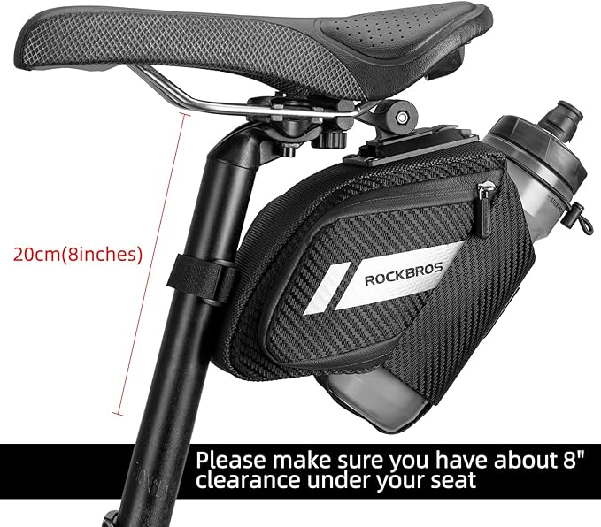 ROCKBROS Bike Saddle Bag Bike Seat Bag with Water Bottle Holder Bicycle Bag Under Seat Waterproof for Road Bike
