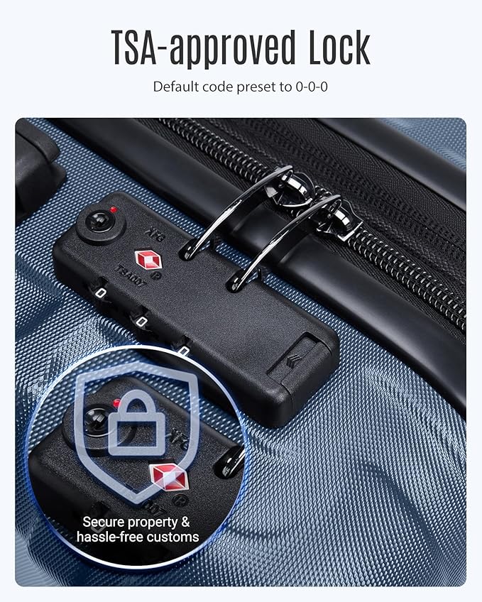 LIGHT FLIGHT スーツケースセット 機内持ち込み 22x14x9 航空会社公認 機内持ち込み旅行バッグ キャスター付き 拡張可能 ハードシェル 軽量 TSAロック付き 2点セット (DB/20) ロイヤルブルー