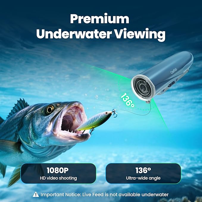 CanFish Fishing CamX Fishing Finders Camera, HD 1080P &136°Ultra-Wide-Angle,656FT ROV Waterproof Motion Sensing Segmented Intelligent Recording Camera