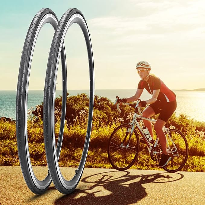 1 or 2 Pack 700X23C/25C/28C/35C Road Bike Tires with or Without 2 Inner Tubes Presta Valve and 2 levers for City Commuter Road Pavement Garden Trail Bike Tires