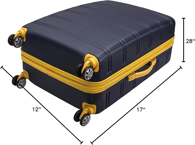 Rockland Melbourne Hardside Expandable Spinner Wheel Luggage, Navy, Checked Large 28"