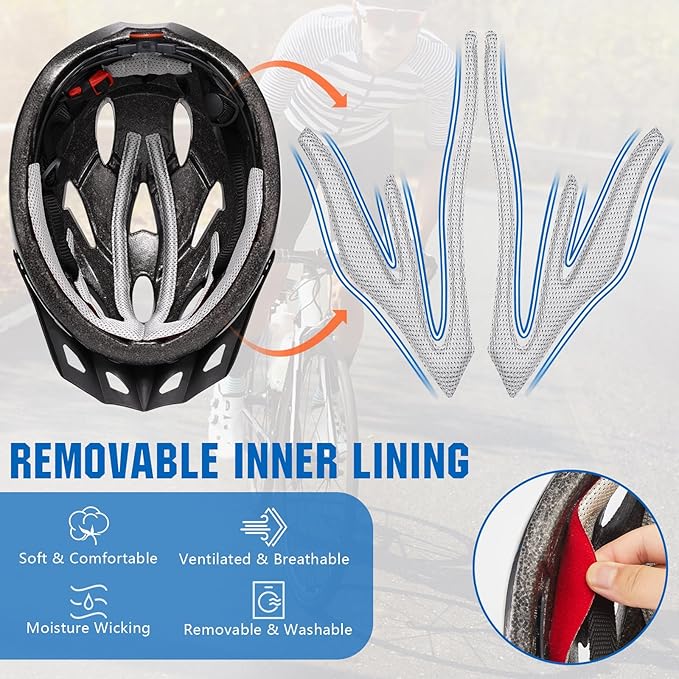 Zacro Adult Bike Helmet, Lightweight Bicycle Helmet with Removable Pads and Visor, CPSC Certified Safety Helmet for Men Women, Mountain Road Cycling Helmet for Adult