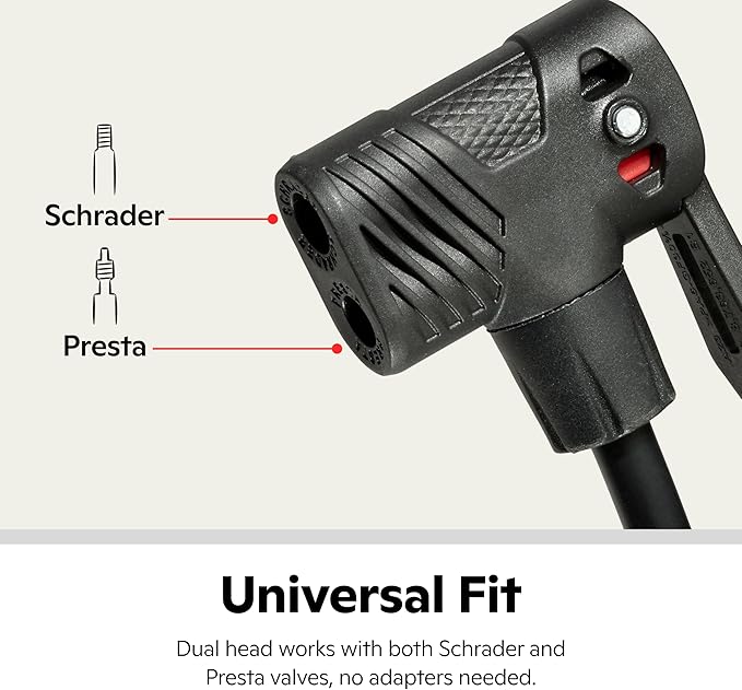 Schwinn Air Center Series or Basic Floor Pump, for a Range of Bikes, 100, 120 or 160 PSI, Soft Grip Handle, Dual Head for Schrader and Presta Valves, Manual Air Pump