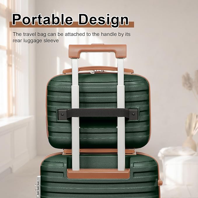 Joyway Luggage Set 3 Piece Suitcase Sets with Spinner Wheel,Hardside Expandable Travel Laggage with TSA Lock (13/20/24/28 Green brown