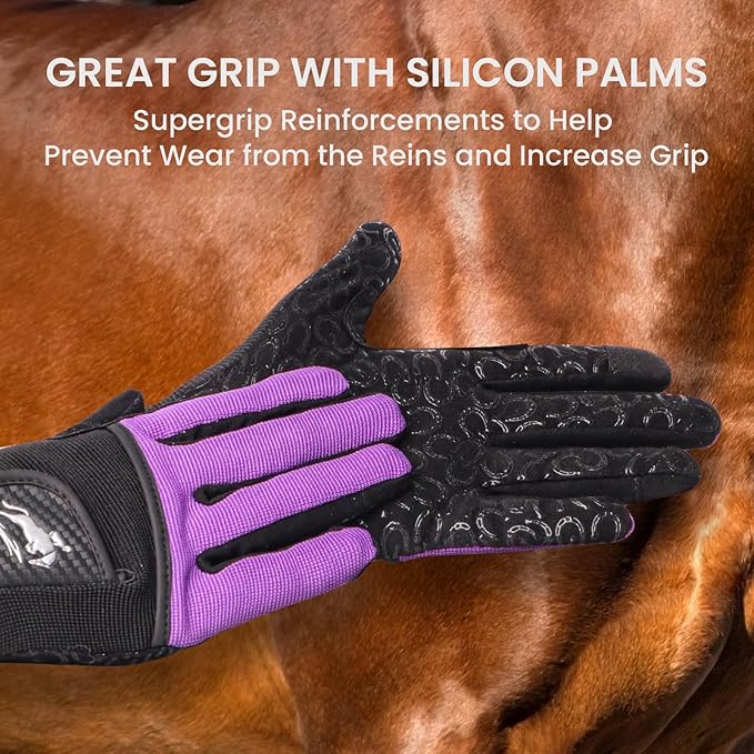 FINGER TEN Womens Horse Riding Gloves Premium Equestrian Horseback Gloves for Ladies, Mesh Breathable Lightweight Comfortable Grip Summer Color Pack