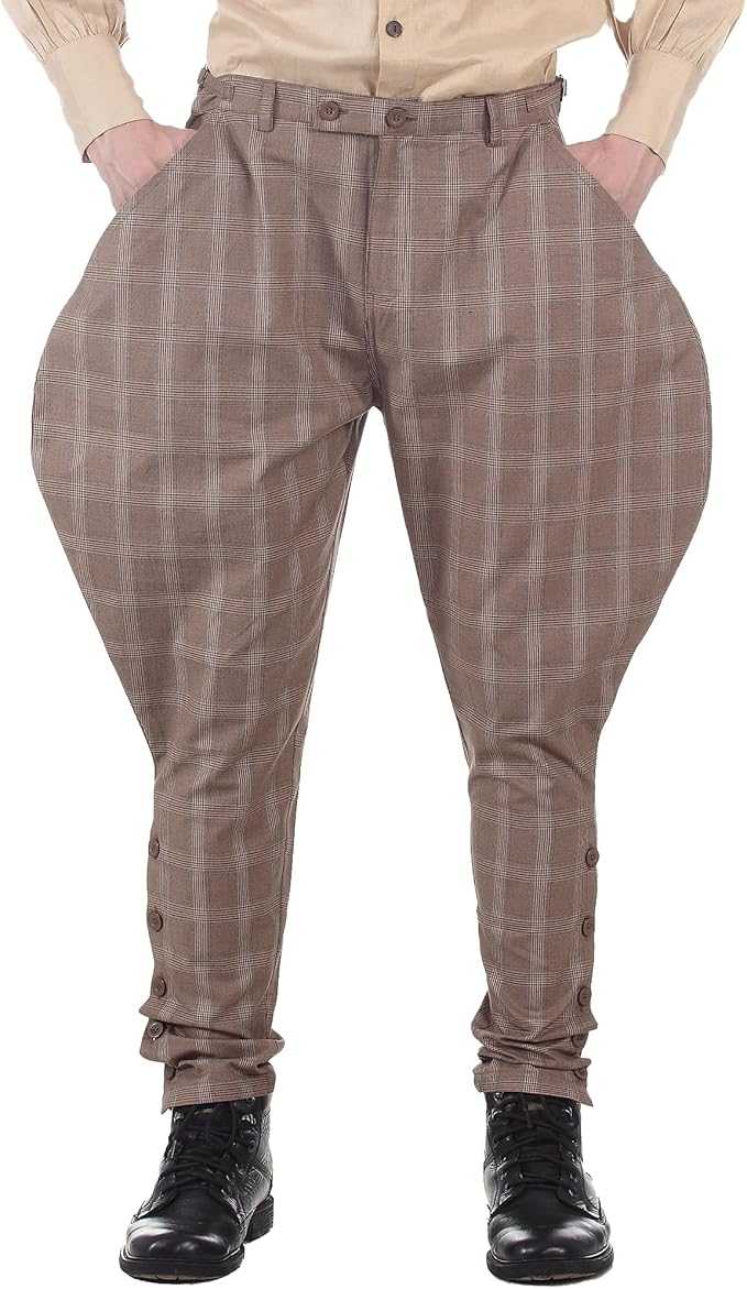 ThePirateDressing Steampunk Victorian Cosplay Costume Mens Archibald Jodhpur Pants Trousers