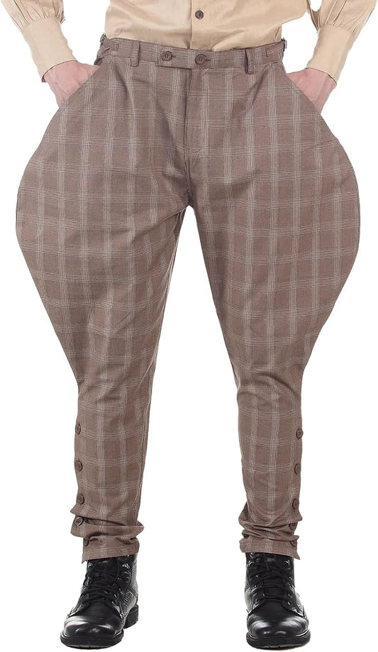 ThePirateDressing Steampunk Victorian Cosplay Costume Mens Archibald Jodhpur Pants Trousers