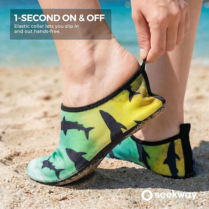SEEKWAY Water Shoes Women Men Adult Quick-Dry Aqua Socks Barefoot Non Slip for Beach Swim River Pool Lake surf Black SK002(U)