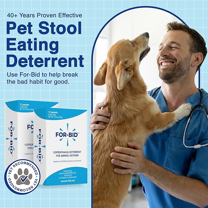 For-Bid Stool Eating Deterrent for Dogs & Cats – Vet-Recommended Coprophagia Deterrent for Dogs for 50+ Years – Effective, Pet Safe, Helps Reduce Odors & Won't Alter Food Taste – Made in The USA