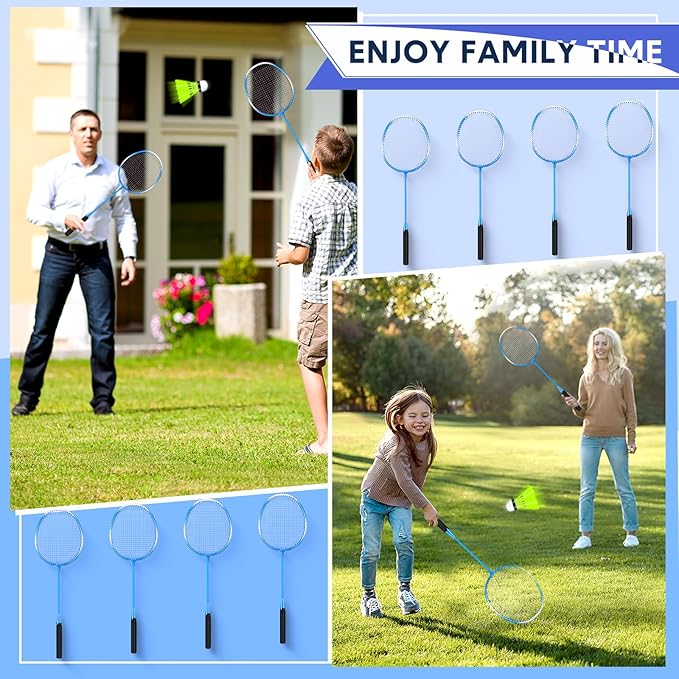 12 Pack Badminton Rackets Set Including Badminton Racquets, Nylon Shuttlecocks and Carry Bag for Outdoor Backyard Games Beginners