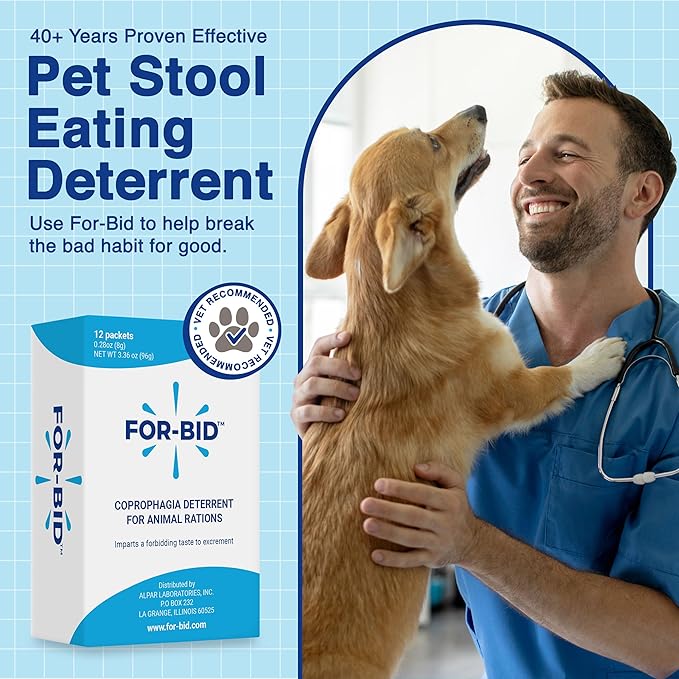 For-Bid Stool Eating Deterrent for Dogs & Cats – Vet-Recommended Coprophagia Deterrent for Dogs for 50+ Years – Effective, Pet Safe, Helps Reduce Odors & Won't Alter Food Taste – Made in The USA