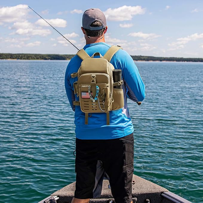 Piscifun Fishing Tackle Backpack with Rod & Gear Holder, Lightweight Fishing Tackle Storage Bag with Protective Rain Cover