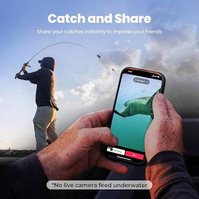 CanFish Fishing CamX Fishing Finders Camera,Lure Action Camera HD 1080P &136°Ultra-Wide-Angle,656FT ROV Waterproof/Motion Sensing/Segmented Intelligent Recording/Wireless Charge/App Compatible (Grey)