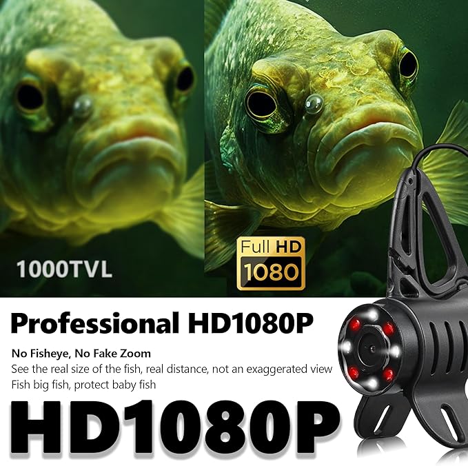 [FishPRO® 2026 Upgrade] NO.1 HD 1080P Underwater Fishing Camera 7'' IPS- w/10,000mAh (Ease to Use) N/DVR Ice Fishing Camera, Fish Finder Camera for Ice Lake Boat Fishing w/USB-C, LED+IR, 82ft