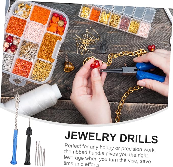 Angoily 2sets Hand Drills Tool Kit Manual Drill Hand Twisted Bits for Jewelry Making Resin Projects and Crafts Steel Construction