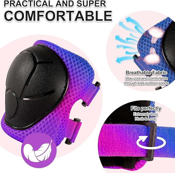 Knee Pads for Kids 3-14 Years Toddler Knee and Elbow Pads with Wrist Guards for Bicycle Scooter Roller Skates Skateboarding