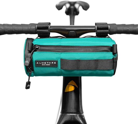 ALMSTHRE Compact Bar Bag – Sterling Aqua | Hard-Shell Bike Handlebar Bag with Waterproof Zipper & Adjustable Straps | Lightweight Bicycle Handlebar Bag, Compatible with Road, Gravel & MTB Bikes