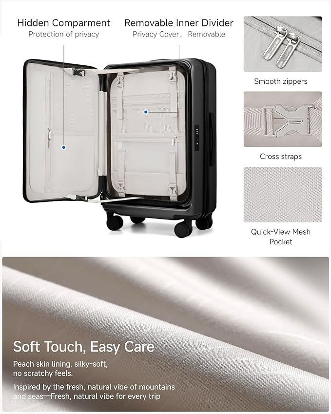 Checked Luggage with Spinner Wheels, FLO5 Expandable Polycarbonate Hard Shell Suitcase with TSA Approved Lock (FX-Core, Black, 24 Inch)
