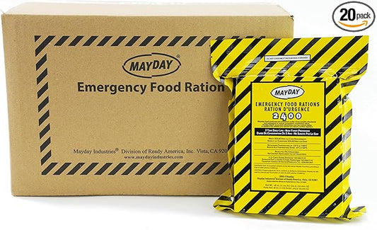 Mayday Emergency Food Bars, 2400 Calorie Meal Replacement Bars, 5 Year Shelf Life, Nutrient Dense Food Rations for Disaster Preparedness Earthquake, Fire, Flood, Leak-Proof Pouches, Highly Storable and Portable Food Storage, Apple Cinnamon, 24 Pack