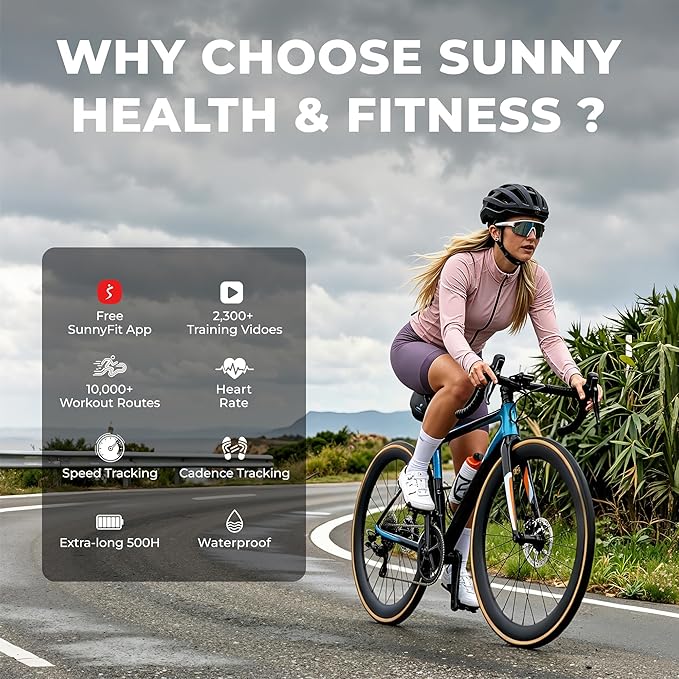 Sunny Health & Fitness 2-in-1 Advanced Cadence/RPM + Speed Sensor, Cadence Sensor Bluetooth ANT+ for Indoor/Outdoor Bikes, Magnet-Less Design for Outdoor Cycles, Exercise Bikes, and More - CB110S