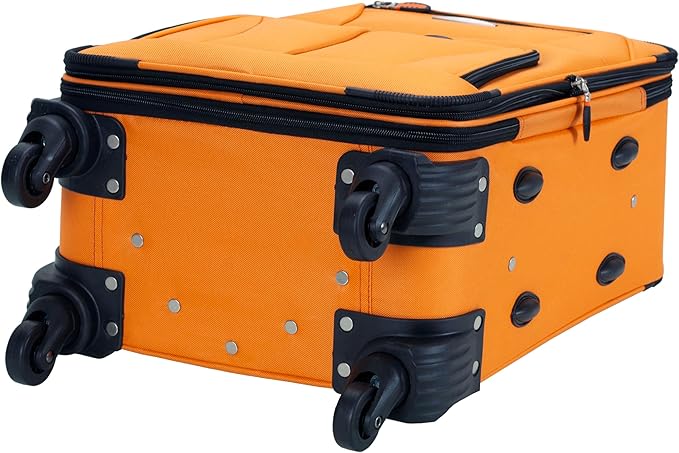 Rockland Pasadena Softside Spinner Wheel Luggage, Orange, Carry-On 19-Inch