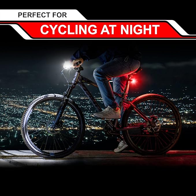 Bike Lights for Night Riding, USB Rechargeable Front and Back Lights, LED Bicycle Headlight and Tail Light Set, Water Resistant Bike Lights Rechargeable for Mountain Bikes, Kids Bike Light, MTB Light
