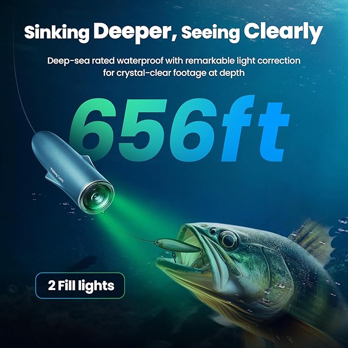 CanFish Fishing CamX Fishing Finders Camera, HD 1080P &136°Ultra-Wide-Angle,656FT ROV Waterproof Motion Sensing Segmented Intelligent Recording Camera