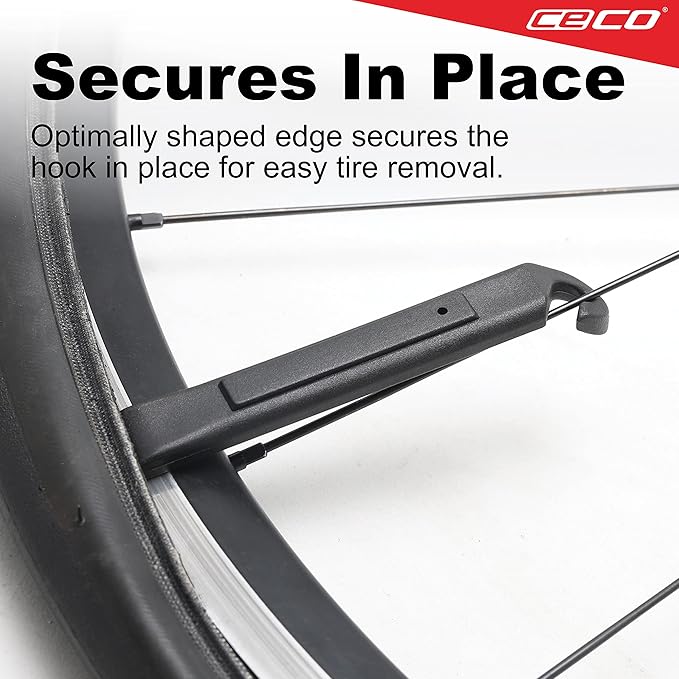 CECO USA Bicycle Tire Removal Lever, 3 Piece Set, Easy to Use, Slim, Compact, Lightweight, Nylon Reinforced with Glass Fiber for Strength
