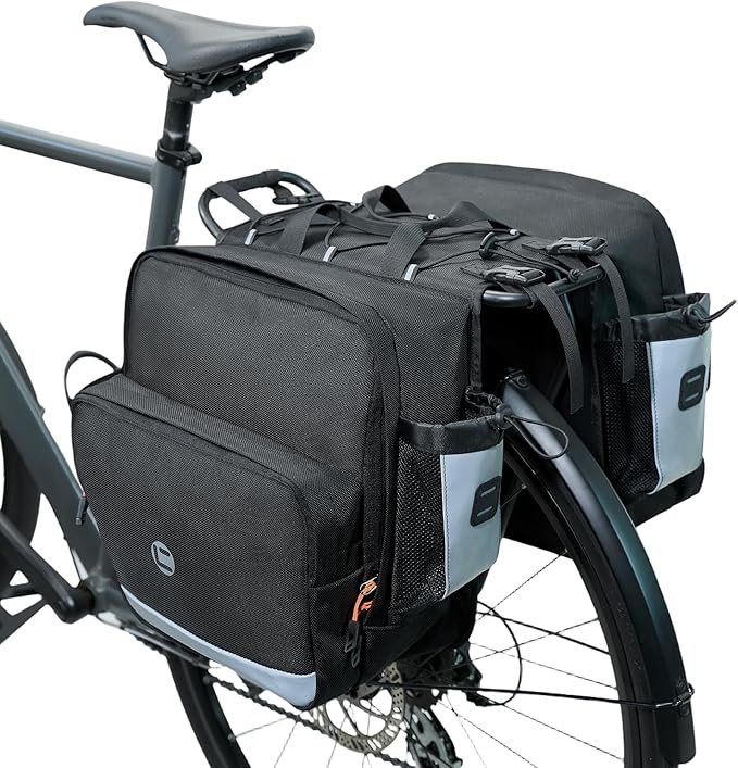 Bike Saddle Bags for Rear Rack, 30L Large Capacity Bike Panniers, Waterproof Double Bicycle Trunk Bag with Reflective Strips, Bike Accessories for Road Mountain Cycling Traveling Commuting