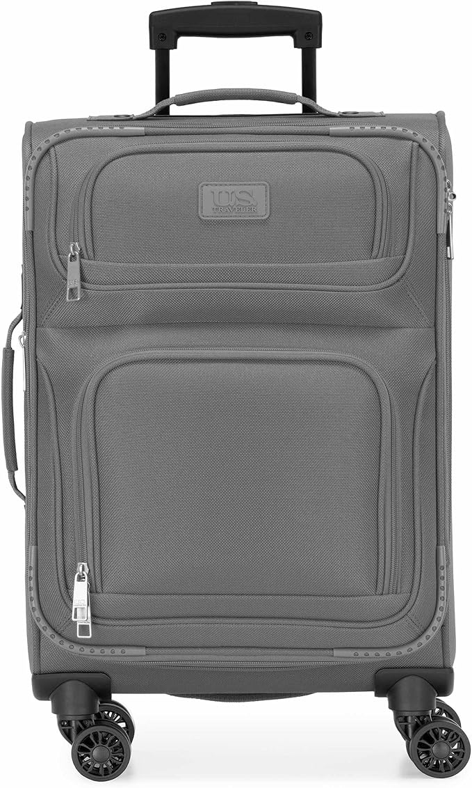 U.S. Traveler リオ 軽量ソフトサイド ローリングキャリーオン スーツケース 4輪シングル ライトグレー