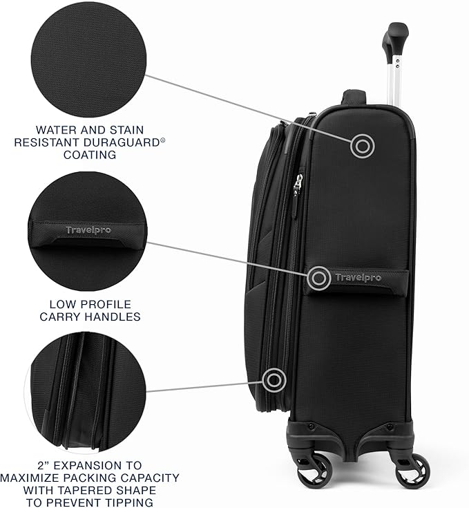 Travelpro Maxlite 5 ソフトサイド 拡張可能 スピナーホイール付きスーツケース, 軽量スーツケース, 男女兼用