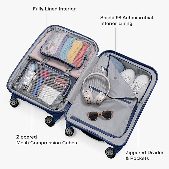 Traveler's Choice Pagosa ハードシェル 拡張可能荷物 スピナーホイール付き、ネイビー、30インチ 大型