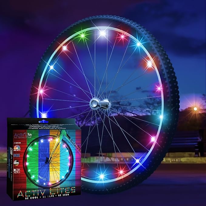 Activ Life LED Bike Wheel Lights with Batteries Included! Get 100% Brighter and Visible from All Angles for Ultimate Safety & Style (1 Tire Pack)