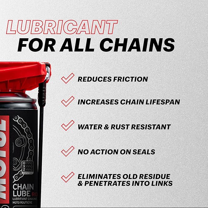 Motul C2 Chain Lube Road - Motorcycle Chain Lubricant Spray for Street & Sport Bikes, 9.3 oz Can (111819)