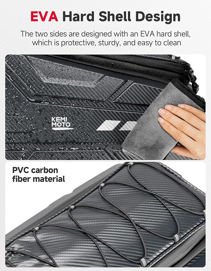 KEMIMOTO 40L E-Bike Battery Bike Bags for Rear Rack, EVA Hard Shell Bag with Reflective Strip and Waterproof cover, Ebike Trunk Bicycle Seat Pannier for Commuter Travel