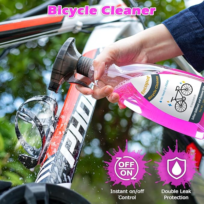 focopot Bike Chain Cleaner Kit with Bicycle Cleaner(25 oz),Degreaser(10 oz),Oil Lubricant(2 oz),Cleaning Brush Tool,Bike Chain Cleaning kit to Clean and Lube Mountain/Road/MT/E Bike