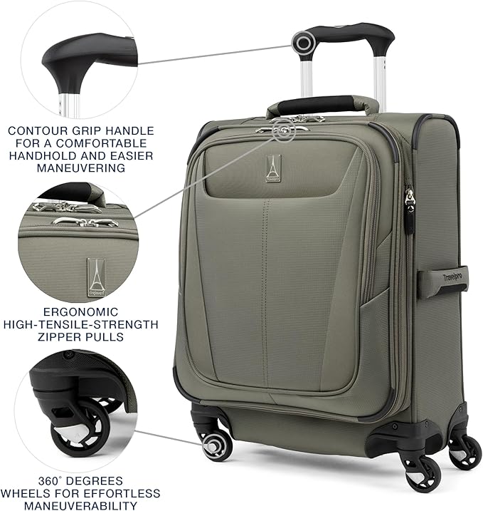 Travelpro Maxlite 5 ソフトサイド 拡張可能荷物 4輪スピナー付き 軽量スーツケース 男女兼用 国際線機内持ち込み スレートグリーン 19インチ
