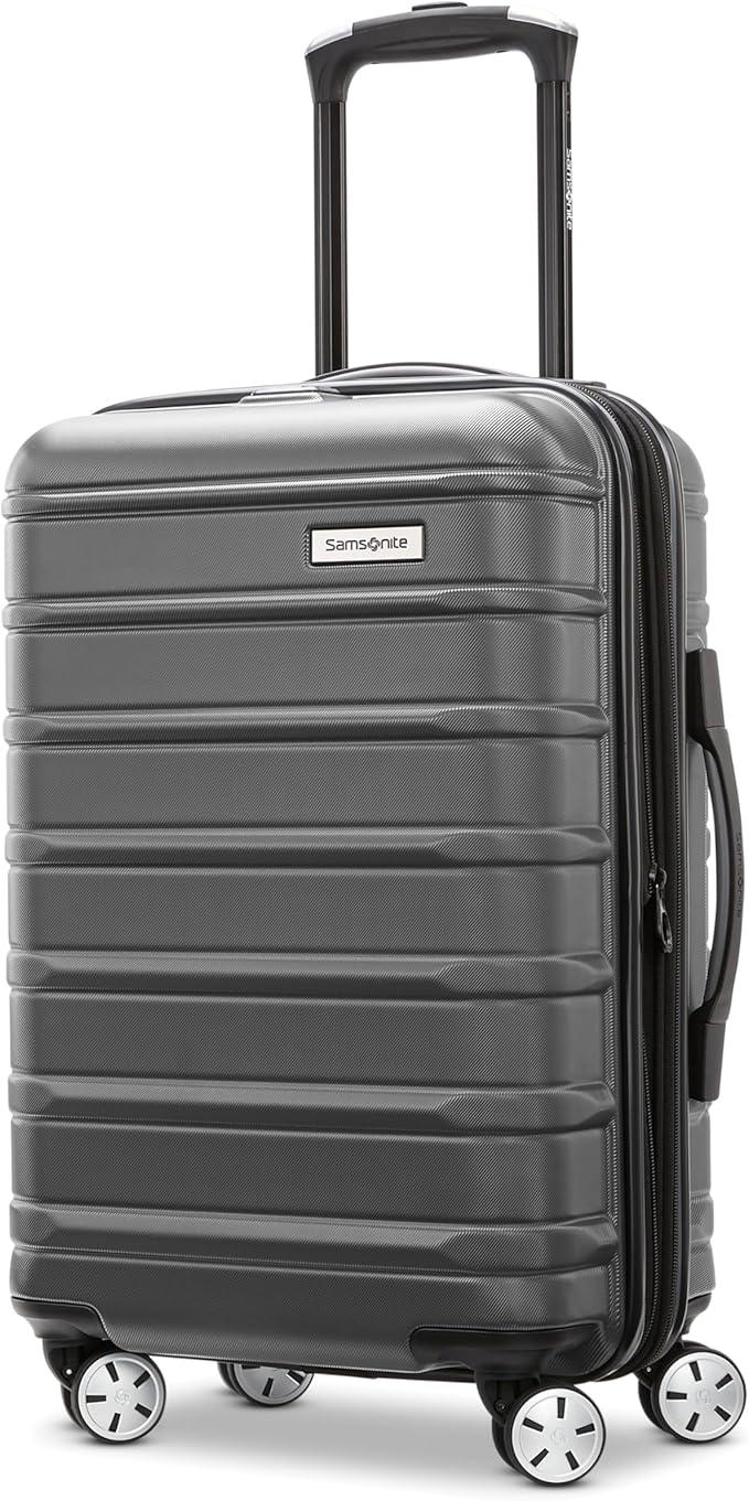 Samsonite Omni 2 International Carry-On Luggage with 360° Spinner Wheels - Scratch Resistant Hardshell - TSA, Airline-Approved - Expandable Polycarbonate Shell for Lightweight Travel - Charcoal