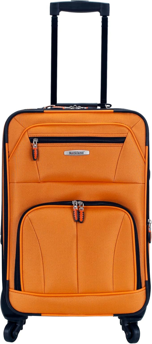 Rockland Pasadena Softside Spinner Wheel Luggage, Orange, Carry-On 19-Inch