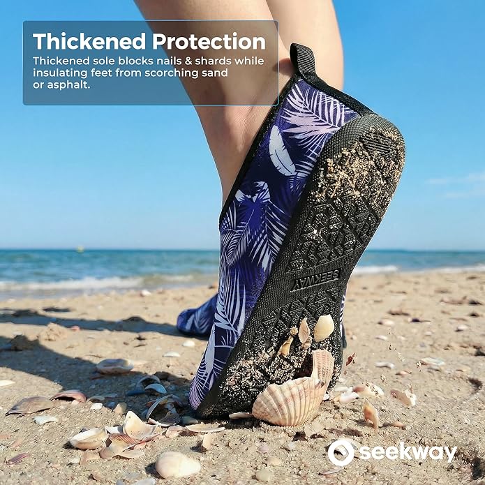 SEEKWAY Water Shoes Women Men Adult Quick-Dry Aqua Socks Barefoot Non Slip for Beach Swim River Pool Lake surf Black SK002(U)