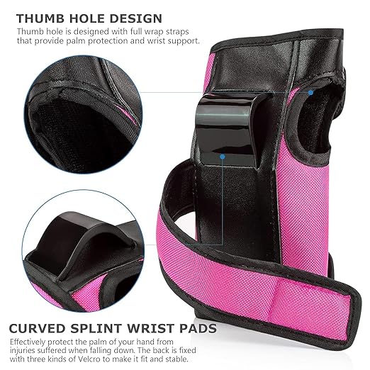 Adult Knee Pads Elbow Pads Wrist Guards for Adult Kids 6 in 1 Protective Gear Set for Skateboarding Biking Roller Skating Cycling Outdoor Sports Red M