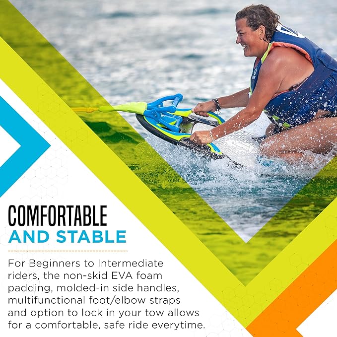 ZUP You Got This 260 Board and Handle Combo with EVA Foam Padding, All-in-One Kneeboard, Wakeboard, Wakeskate, and Wakesurf Board for Kids, Teens, and Adults, 51.7" x 23.8" x 4.6"